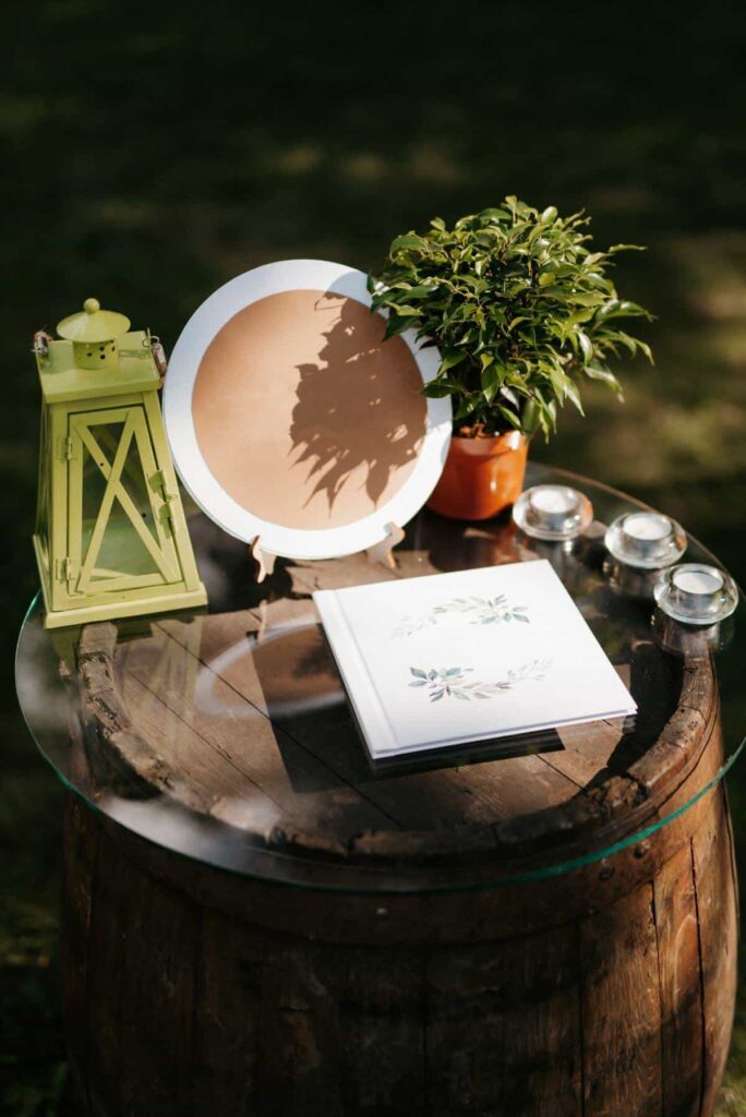 Bourbon Barrel Table for Ceremony Programs- RMBC