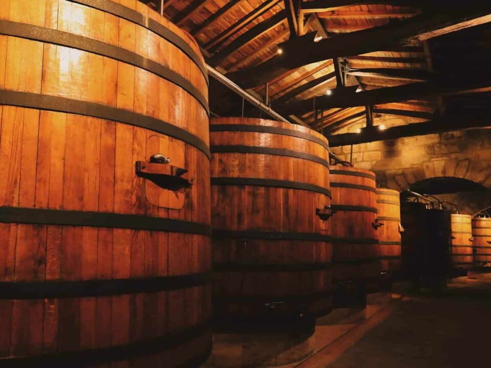wooden barrels