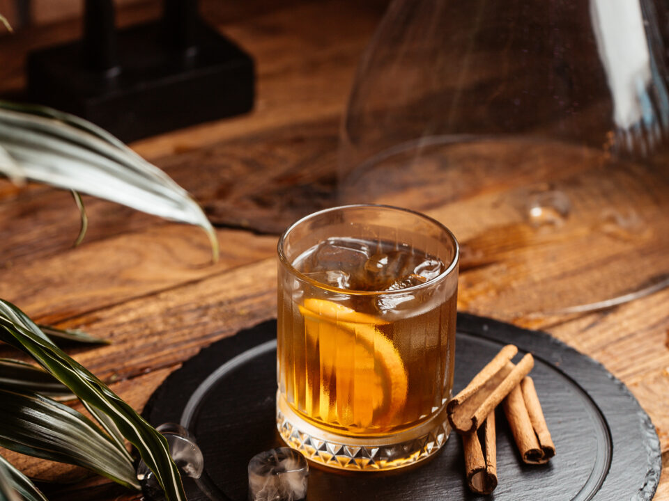 whiskey glass with spices