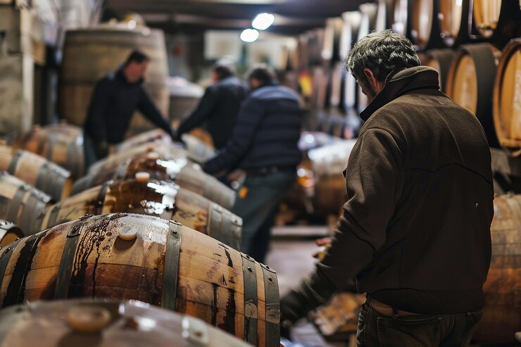 used wine barrels