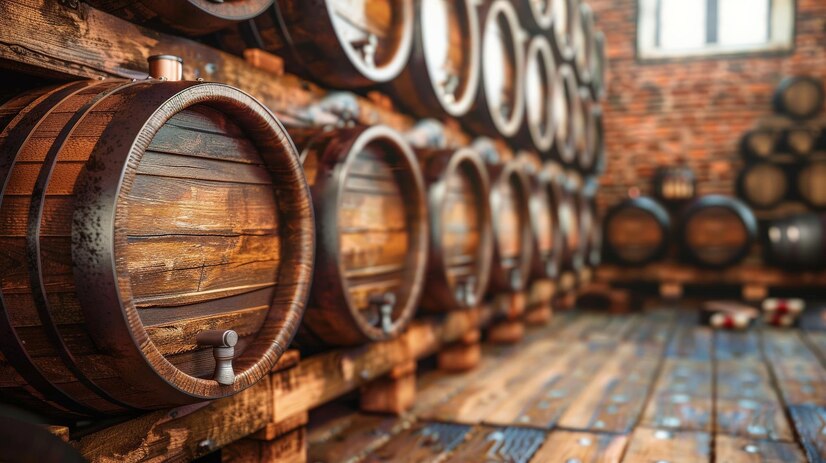 red wine barrels