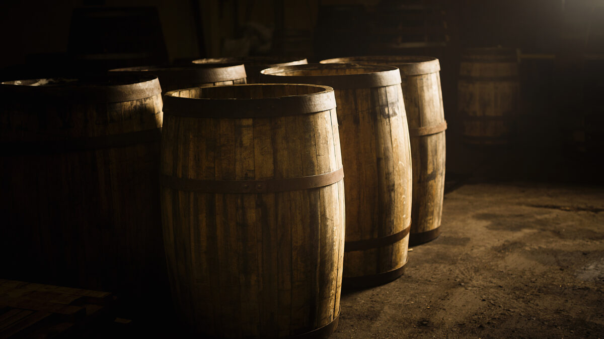 Wooden whisky casks